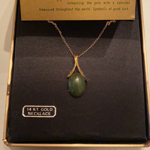 Vintage Gold & Jade Necklace HASKELL & FABER - Picture 4 of 4